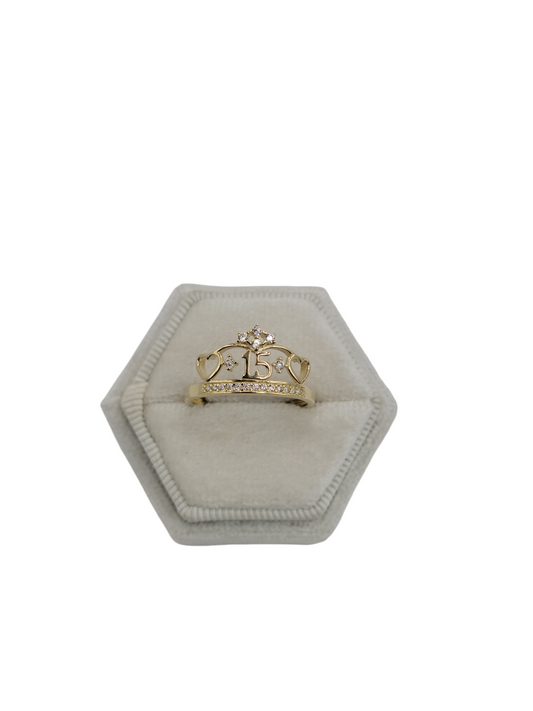 10k gold quinceanera ring with CZ stones size 8