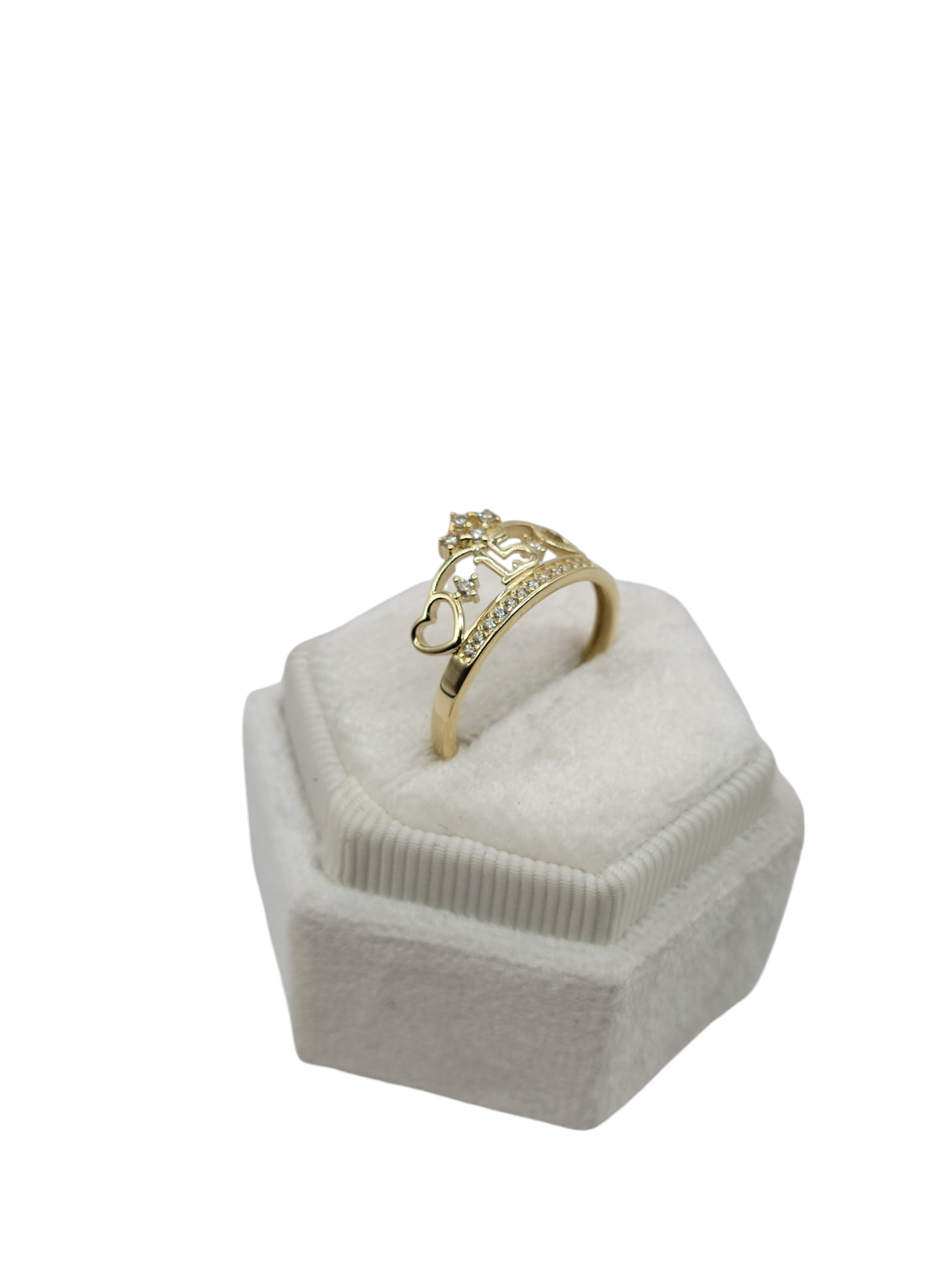 10k gold quinceanera ring with CZ stones size 8