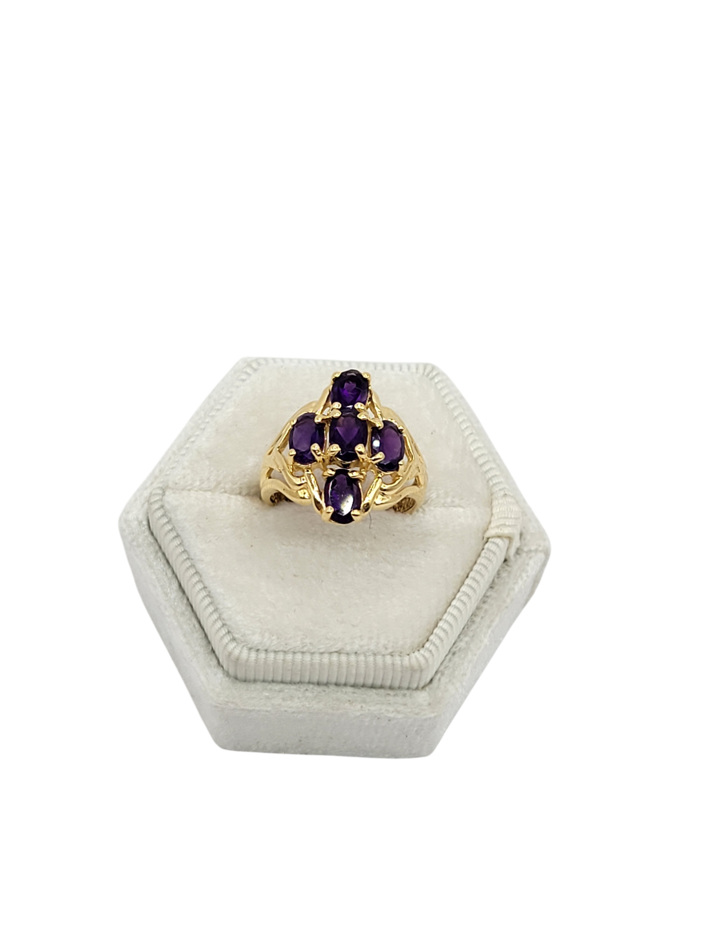 14k gold ring with CZ stones size 5