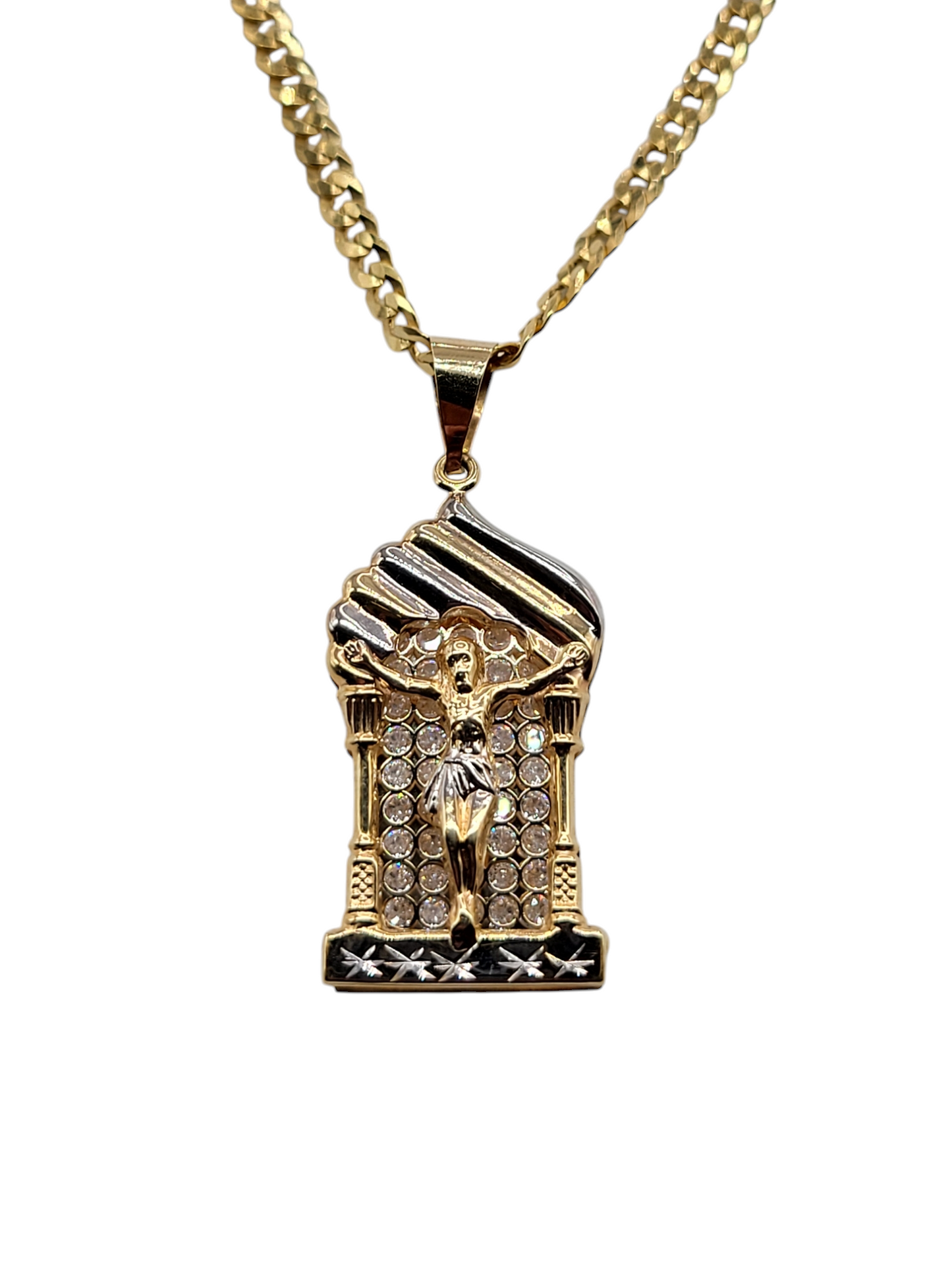 10k Gold Chain 24in. 4mm CZ Stone Pendant