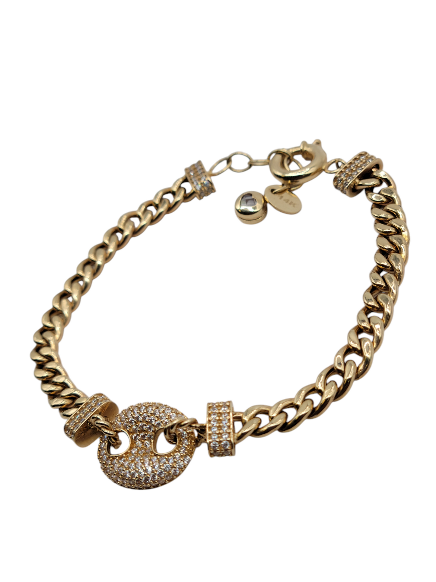 14k gold bracelet with CZ stones 7 - 8 in