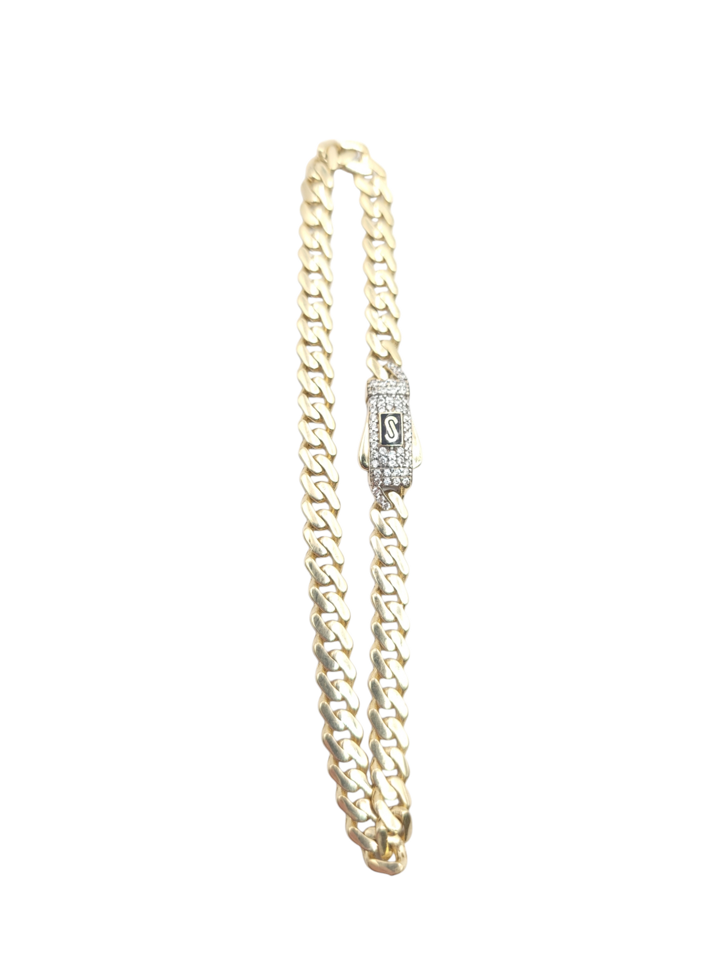 10K Gold CZ Stone Bracelet 7.5in 5mm