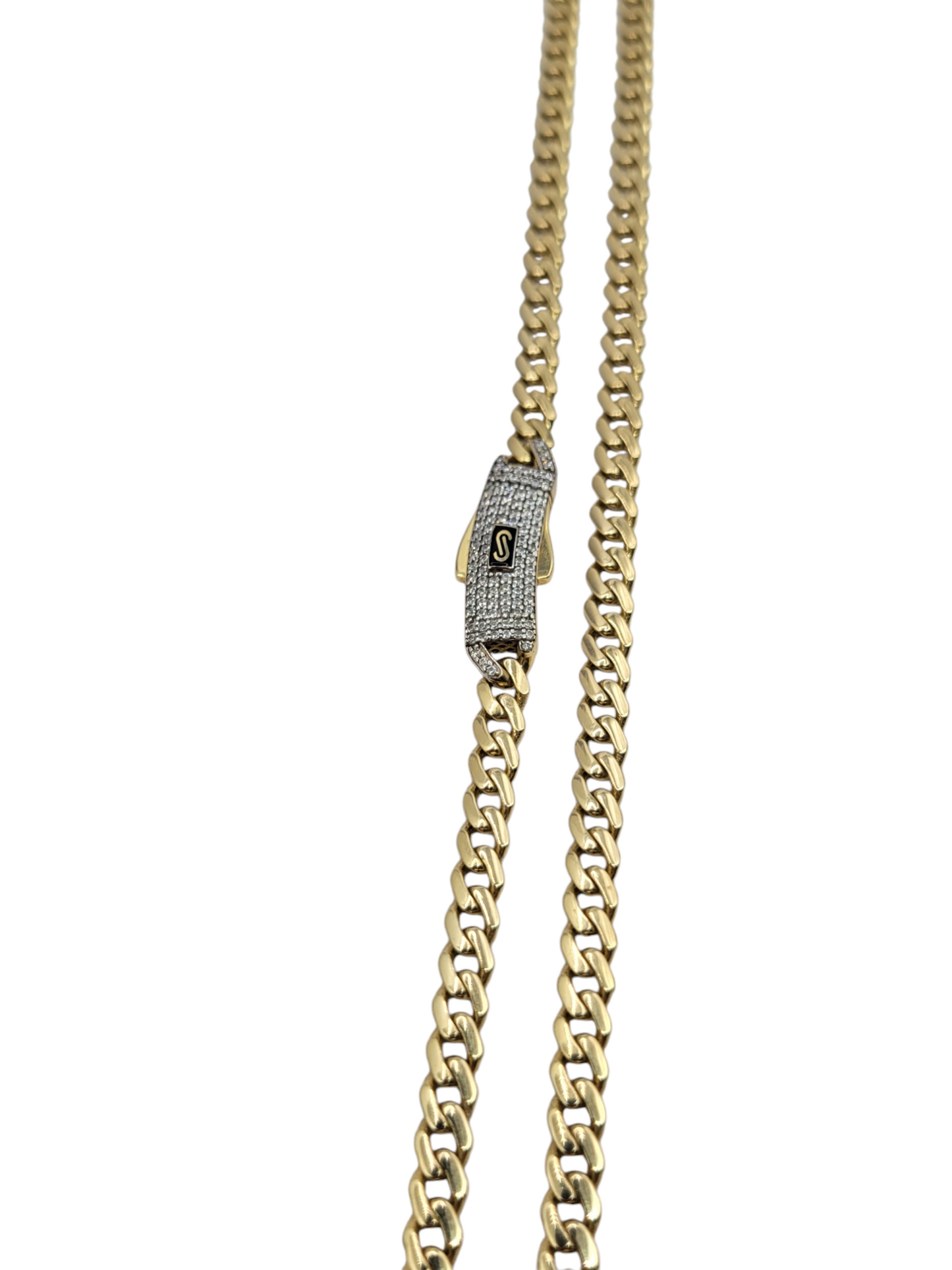 10K Gold Cuban Chain 18in 5mm CZ Stone Pendant