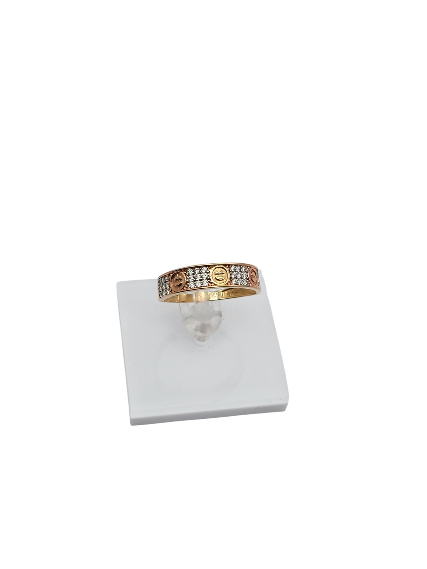 10k gold wedding trio for him and her with CZ stones