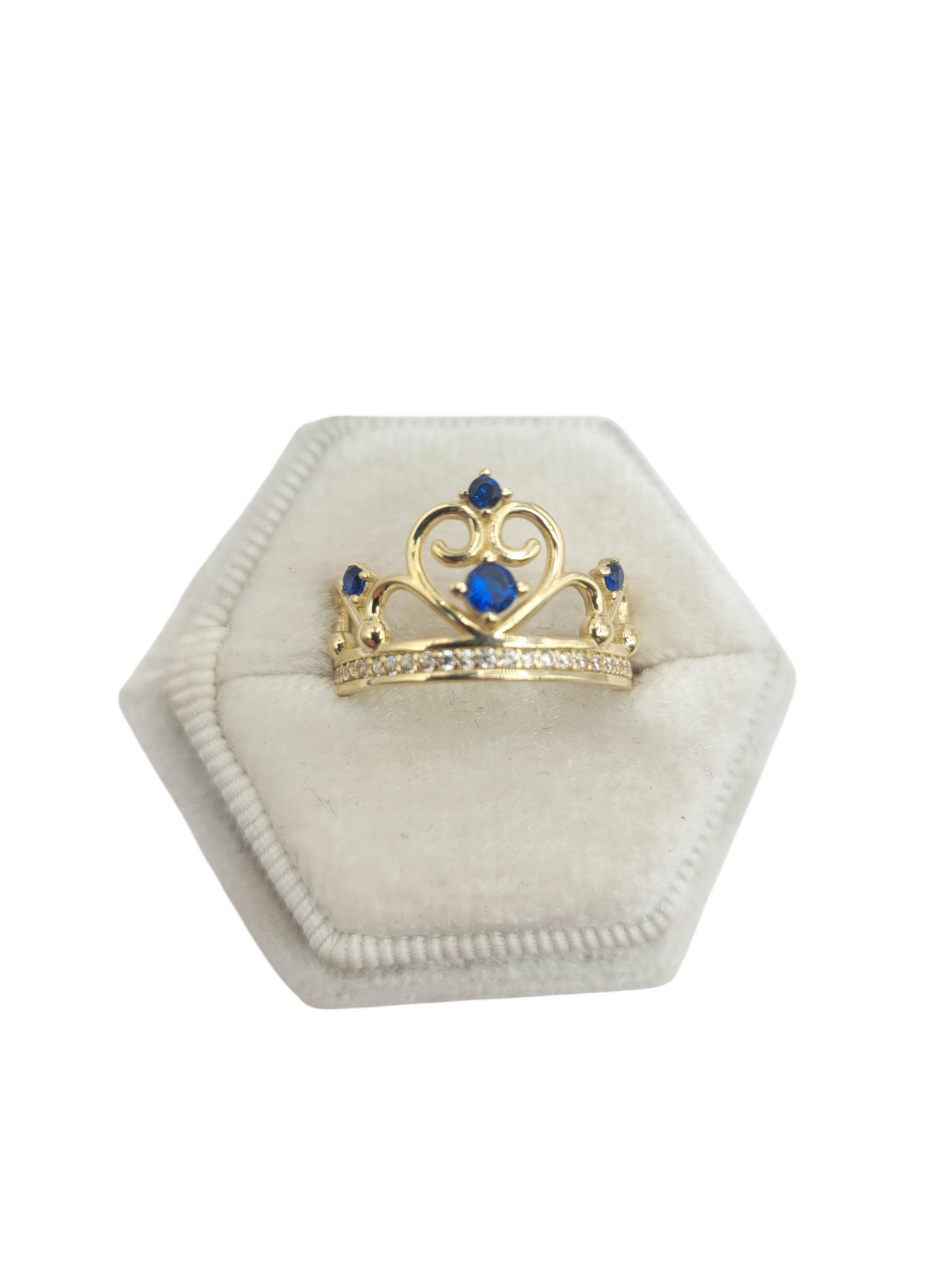 10K Gold Ring Blue Heart. Size 7, CZ Stone