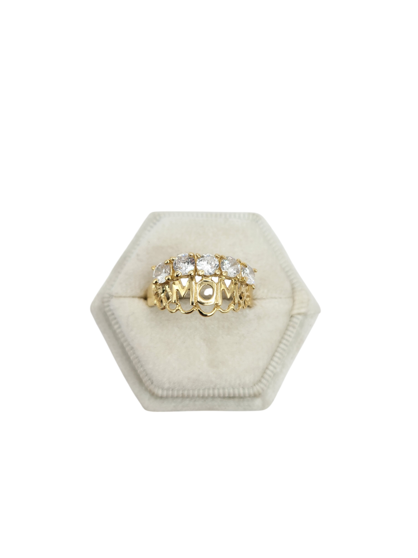 10K gold ring, mom white stones. Size 9 , piedra CZ