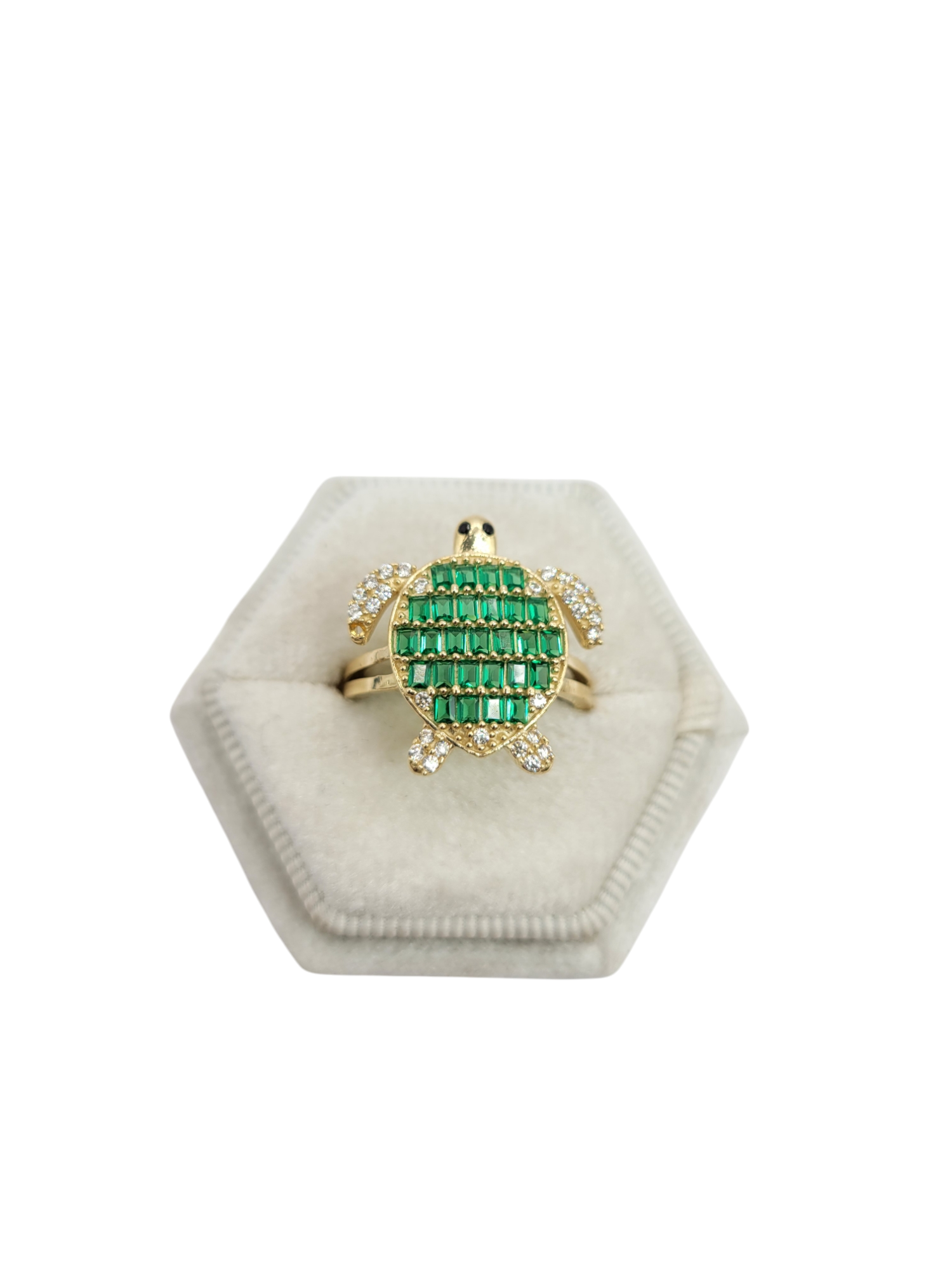 10K Gold Ring. Turtle. Size 6.5. CZ Stone
