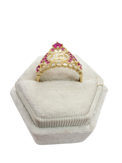 10K gold ring, 15 years pink. Size 8. CZ stone