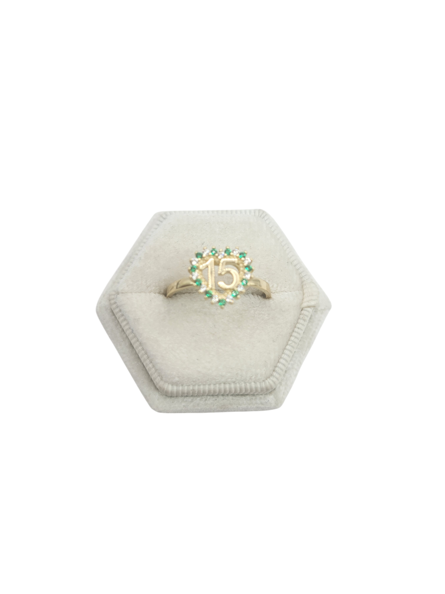 10K gold ring, 15 years green. Size 8.5. CZ stone