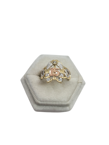 10K gold ring. 15 years horseshoe. size 7.5. CZ stone