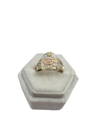 10K gold ring. 15 years horseshoe. size 7.5. CZ stone