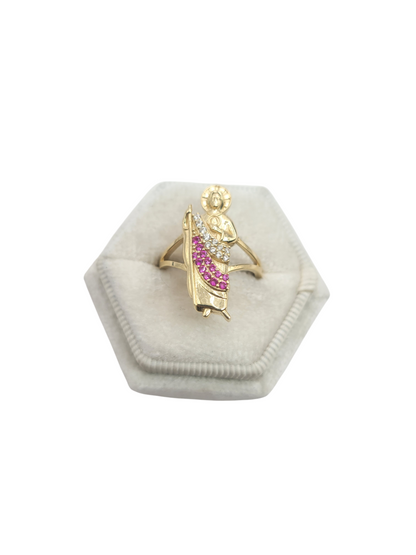 10K Gold Ring, St. Jude. Size 6.5. CZ Stone