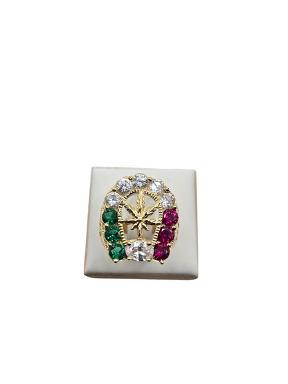 Ring 10k gold of Colors with Marijuana Leaves size 11.5