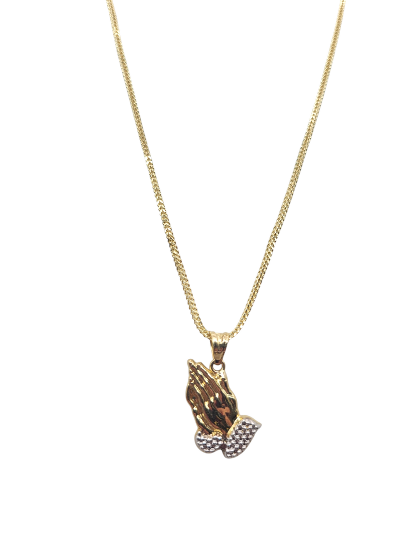 10K gold chain. Hand pendant. 24in 1.3mm