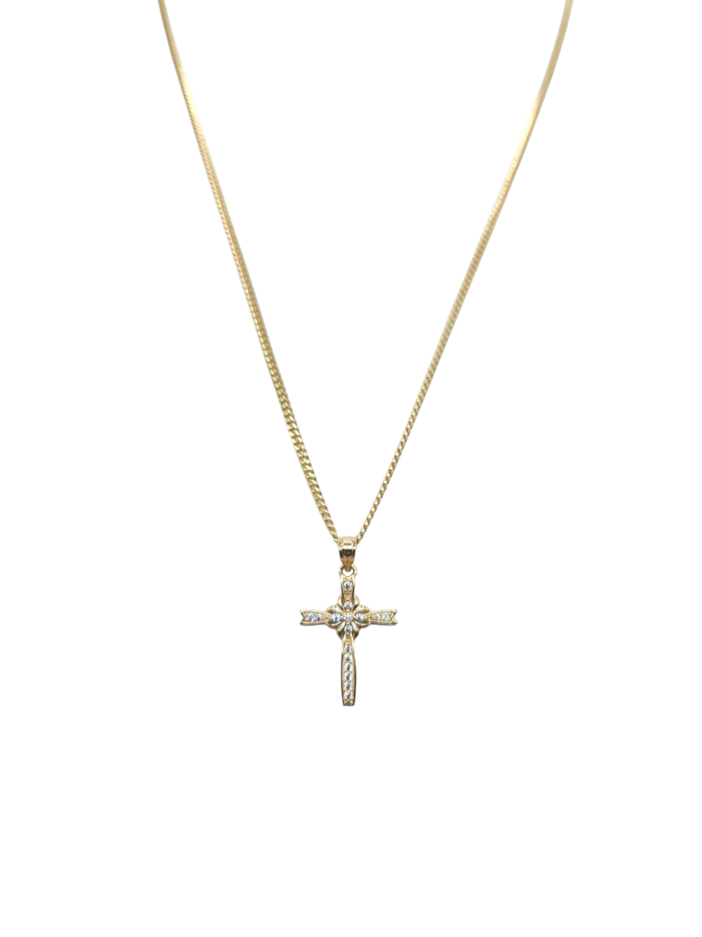 10K gold chain. Cross pendant. 20 in. 2.3mm