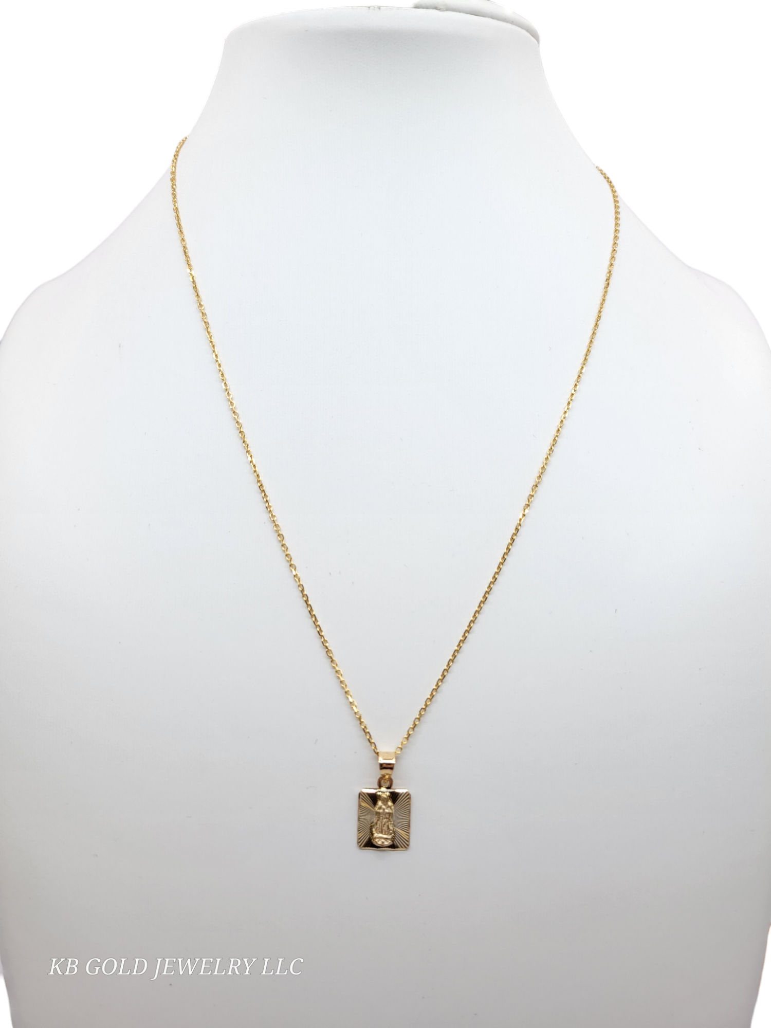 14K gold chain. I said Virgin Guadalupe. 18in 1.3mm