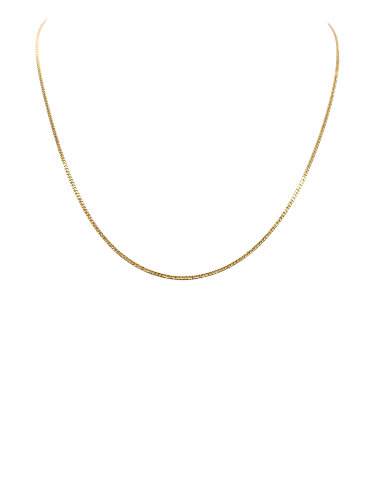 14K Gold Chain. Plain Cuban. 18in 1.3mm.