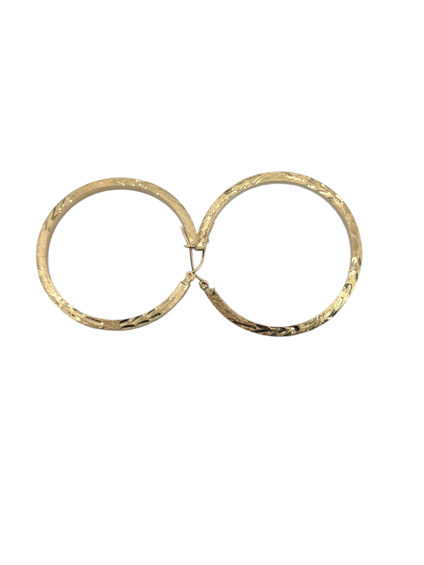 Gold earrings 10K . design with footprints