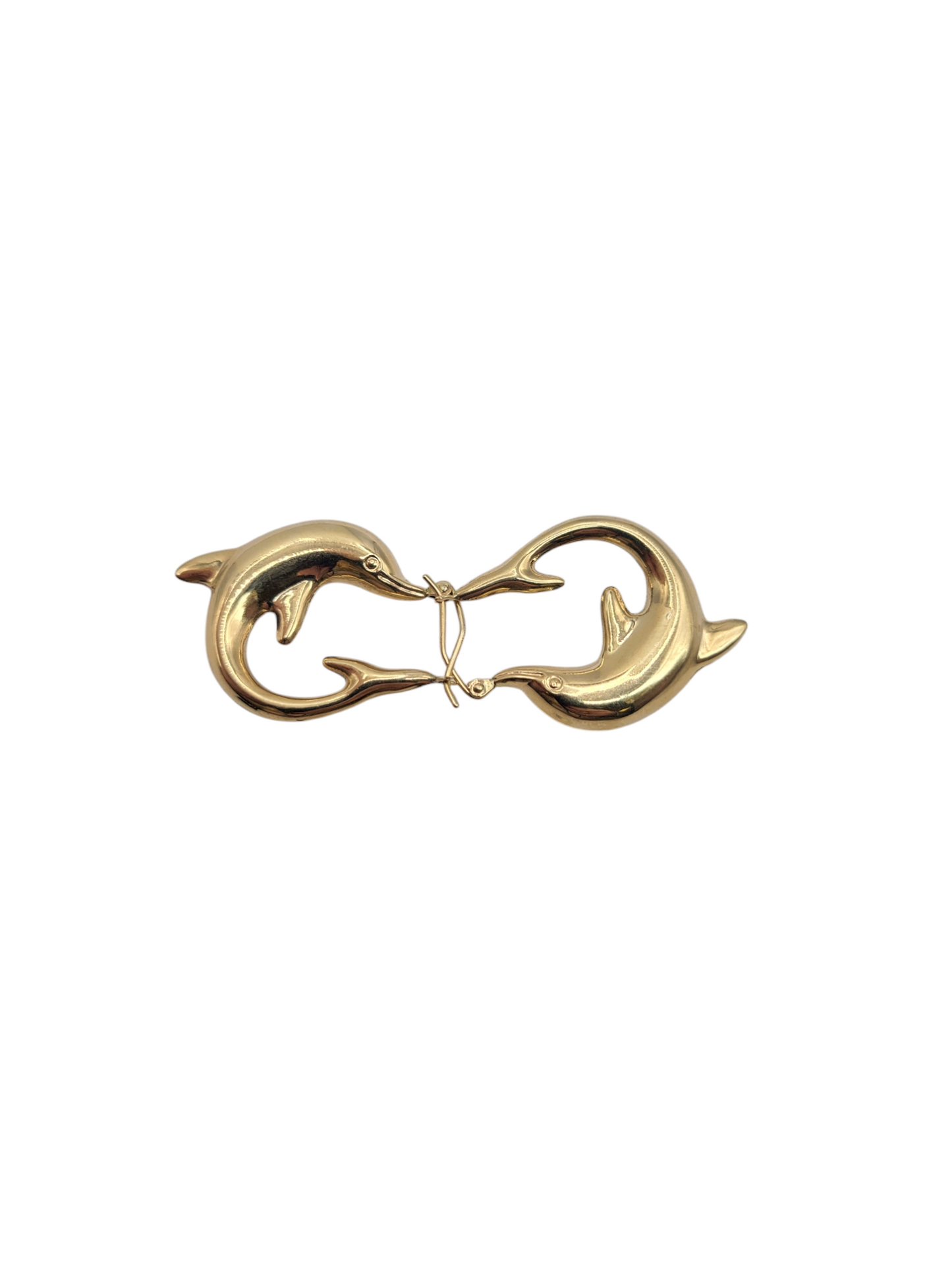 14K gold earrings. Dolphins.