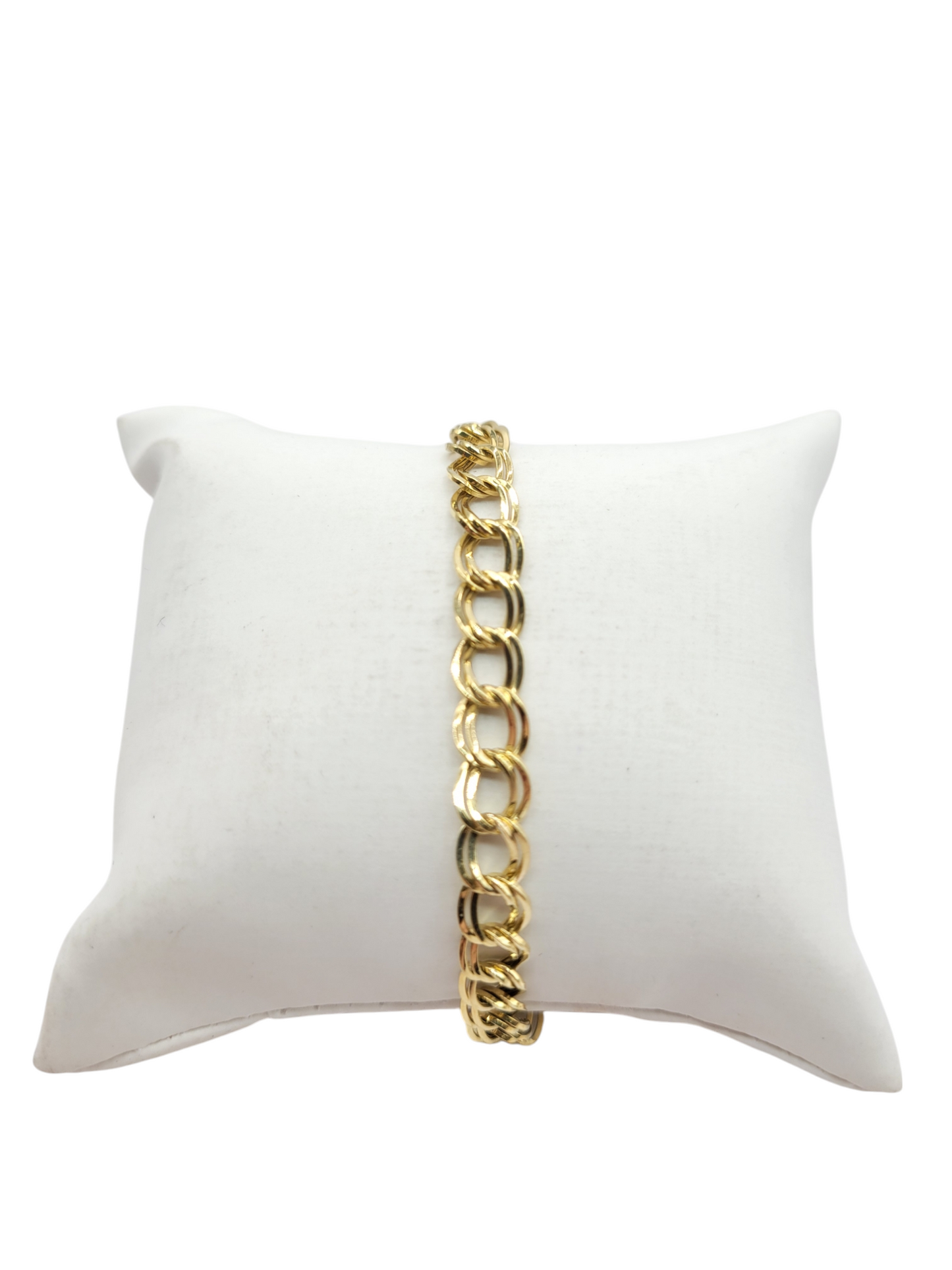 10K Gold Anklet . Double Chain Design . 10in . 8mm