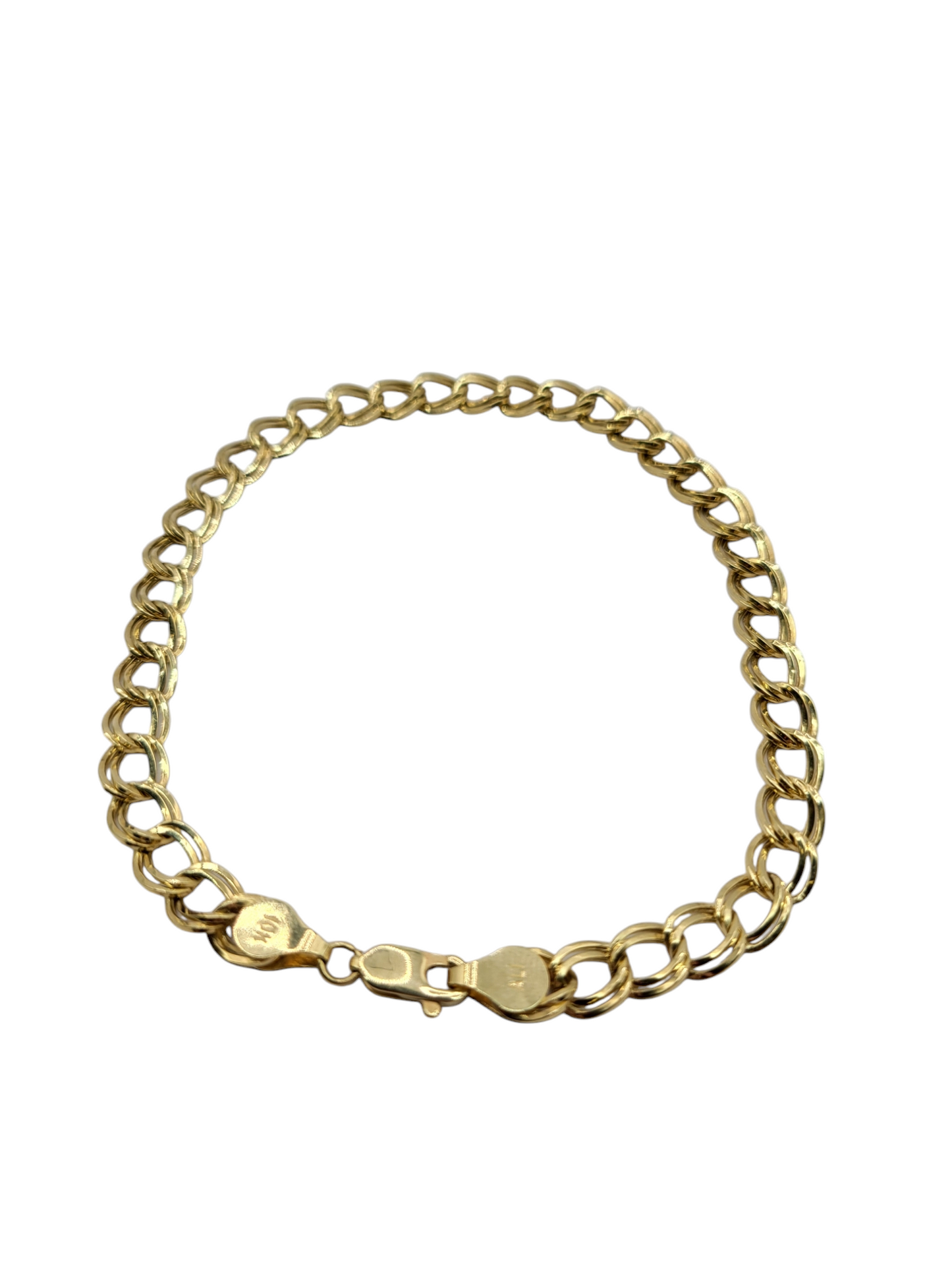 10K Gold Anklet . Double Chain Design . 10in . 8mm
