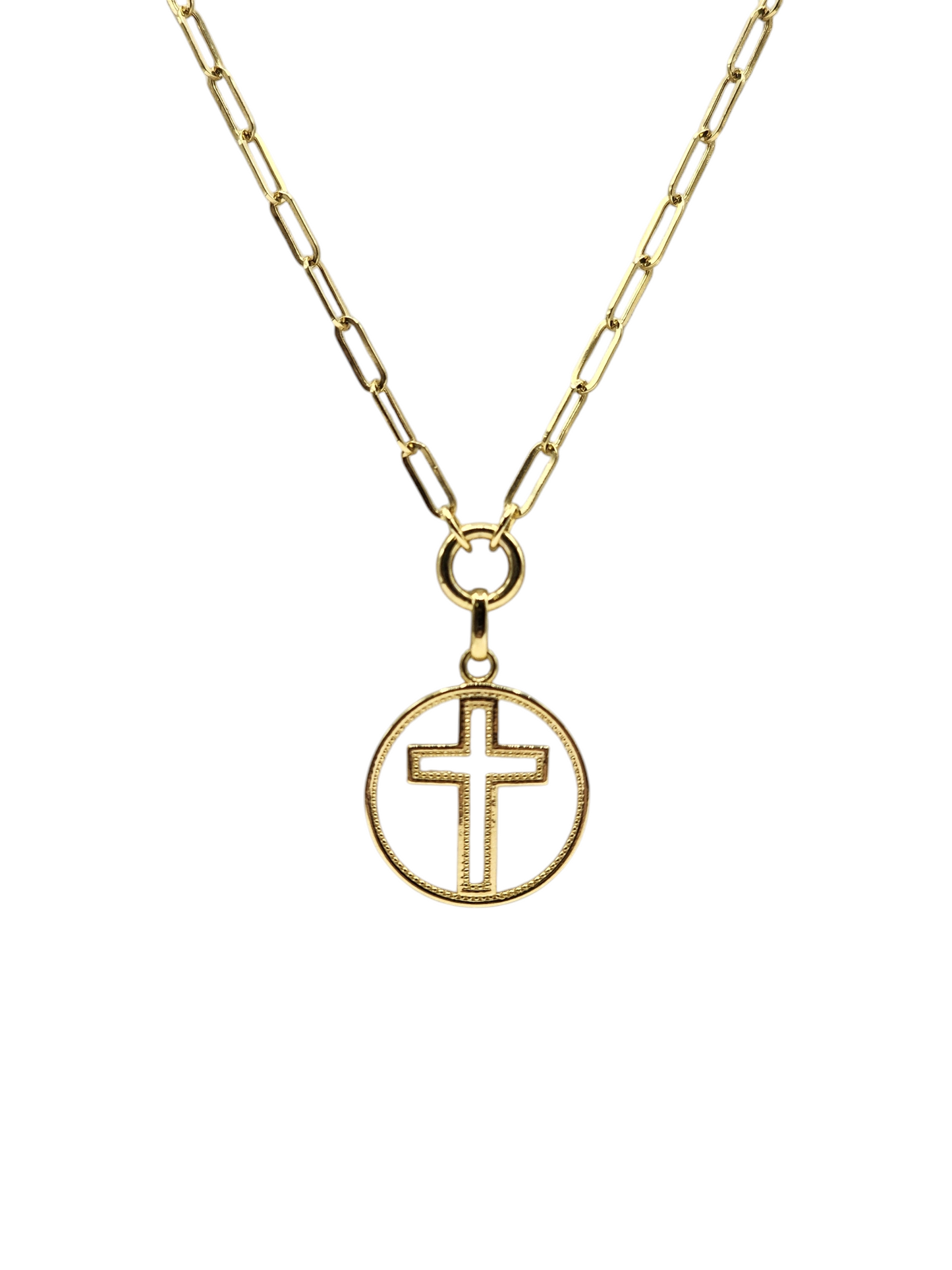 14k gold chain with cross pendant.18in 2.6mm