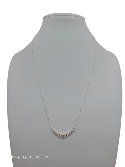 925 sterling silver chain. White circle pendant. 16-18in. 1mm