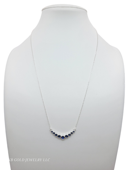 925 sterling silver chain. Blue circle pendant. 16-18in. 1mm