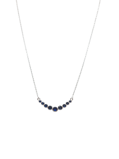 925 sterling silver chain. Blue circle pendant. 16-18in. 1mm