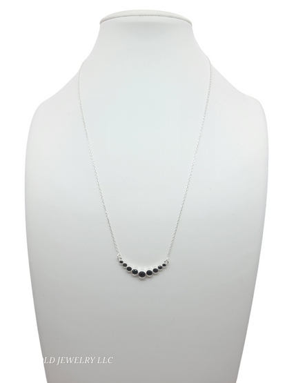 925 sterling silver chain. Black circle pendant. 16-18in. 1mm