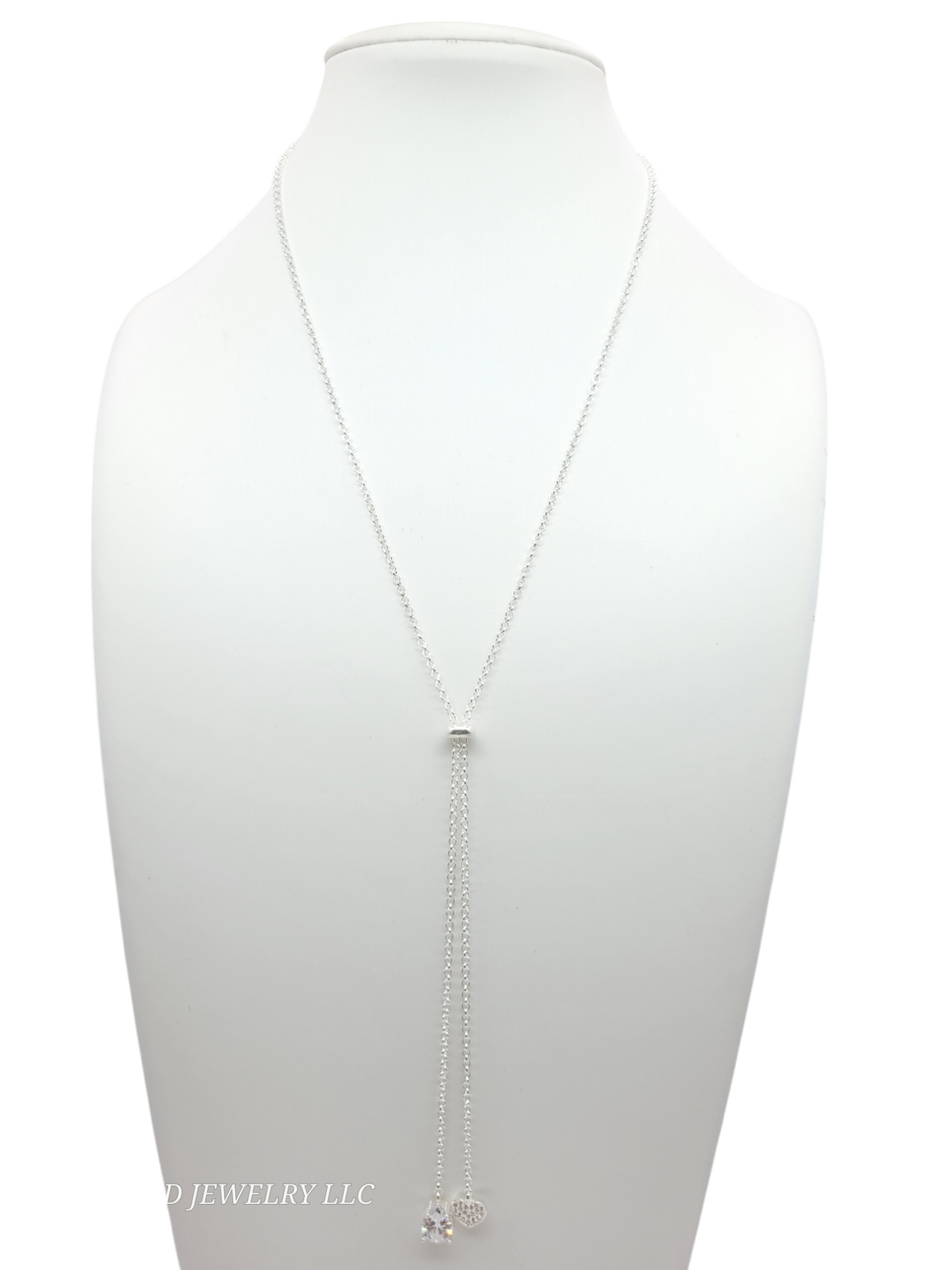 925 sterling silver chain. Pendant with white CZ stone. 26in 2mm