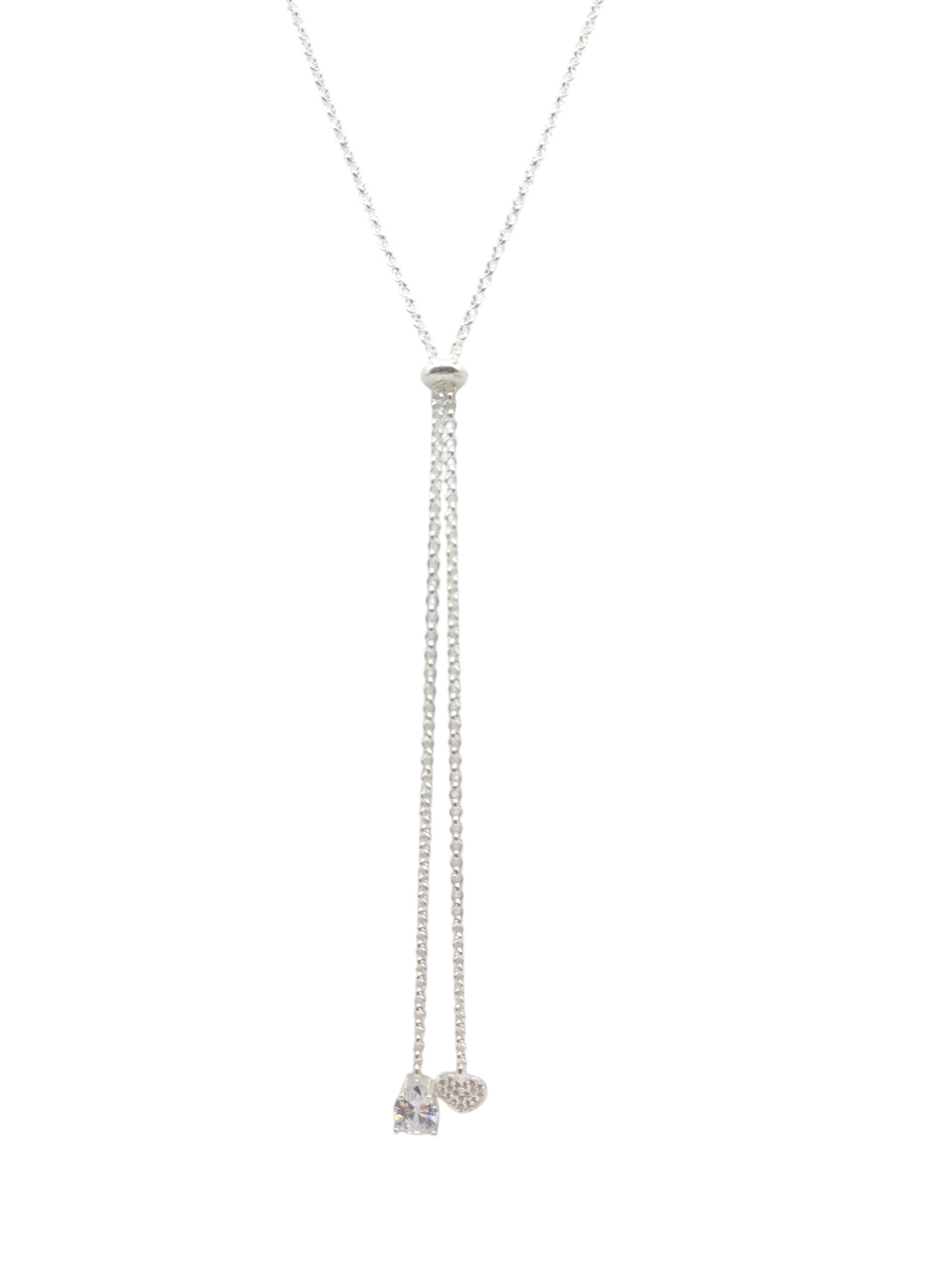 925 sterling silver chain. Pendant with white CZ stone. 26in 2mm