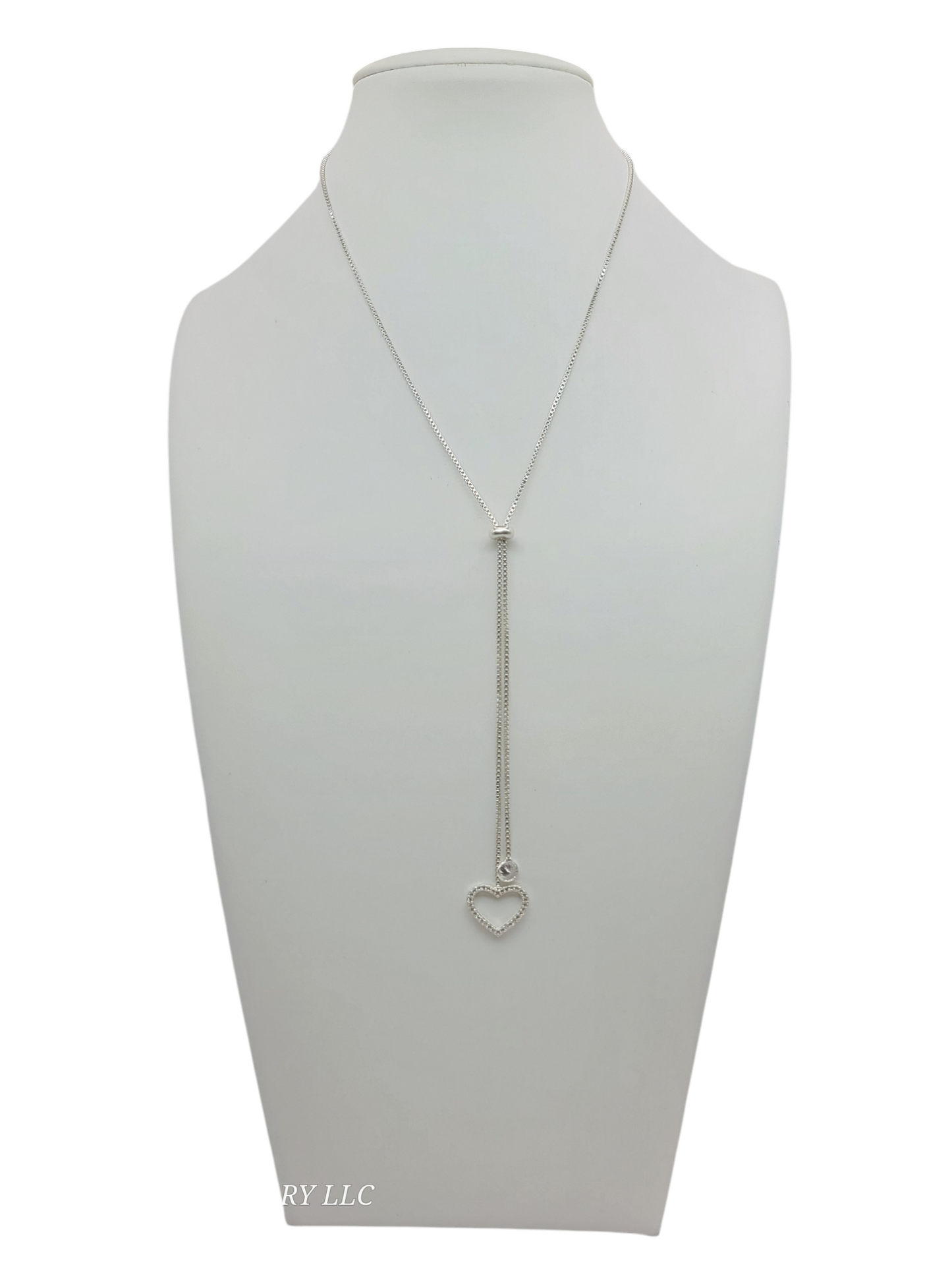 925 sterling silver chain. White heart pendant. 22in. 2mm.