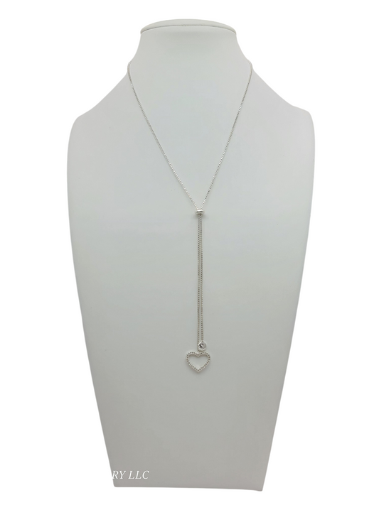 925 sterling silver chain. White heart pendant. 22in. 2mm.