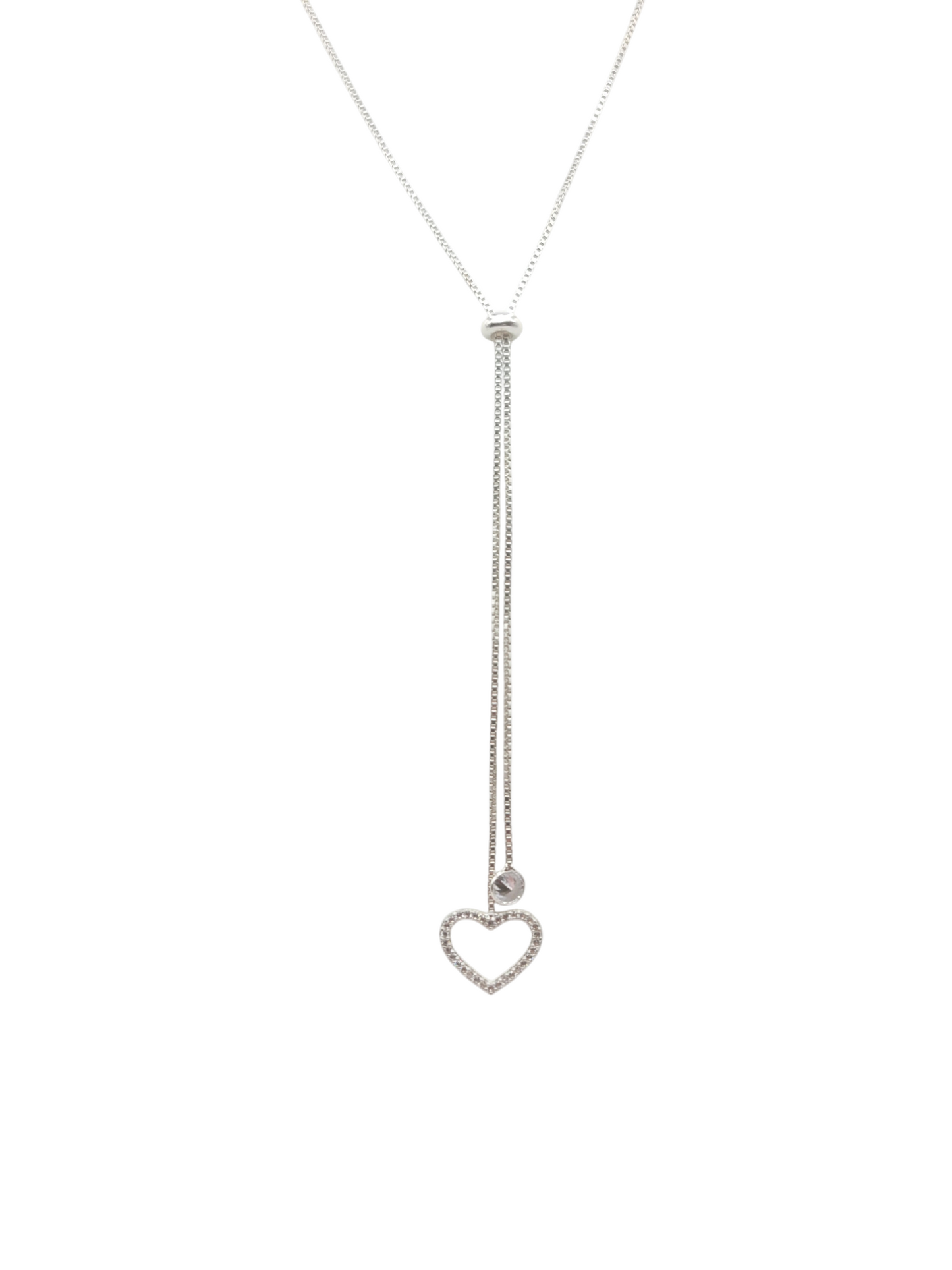 925 sterling silver chain. White heart pendant. 22in. 2mm.