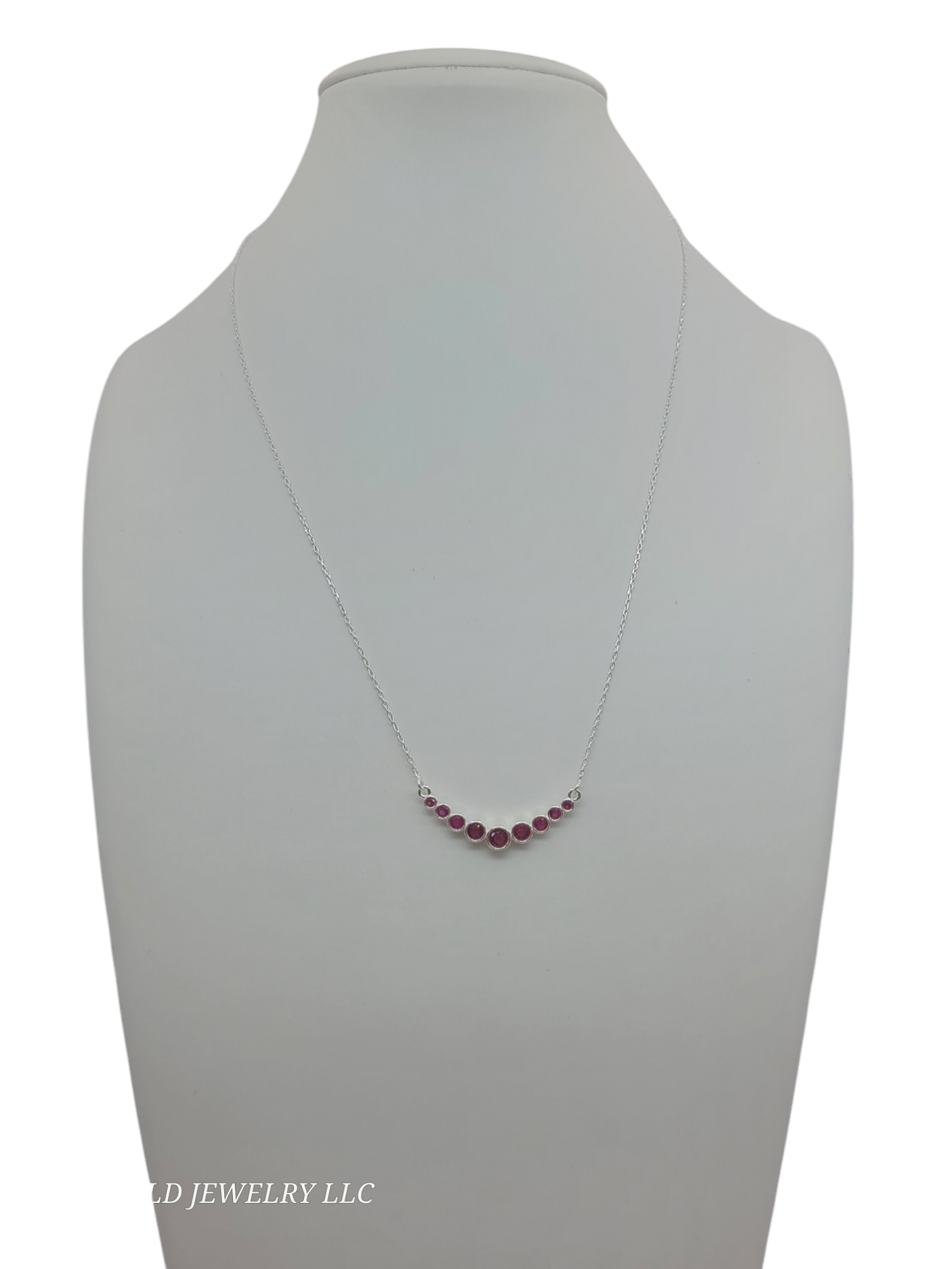 925 sterling silver chain. Red circle pendant. 18in. 1mm