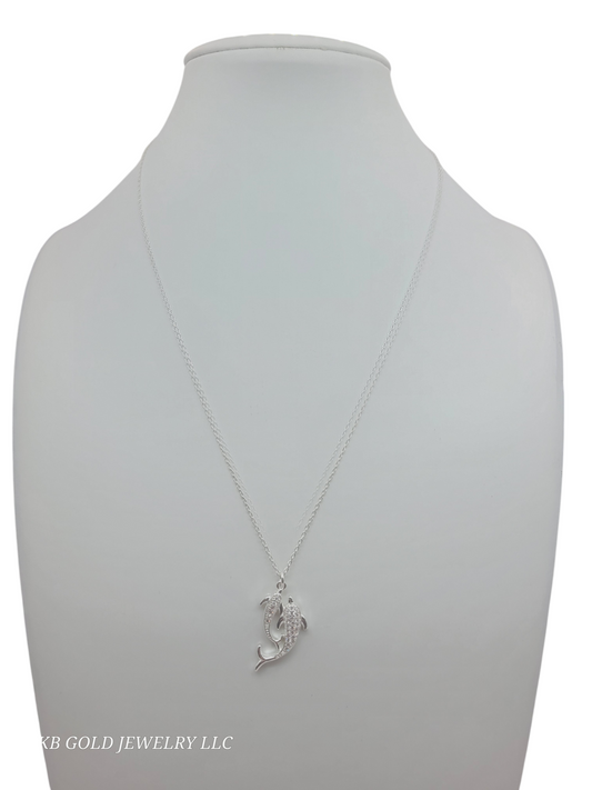 925 silver chain. Dolphin pendant. 18in. 1mm