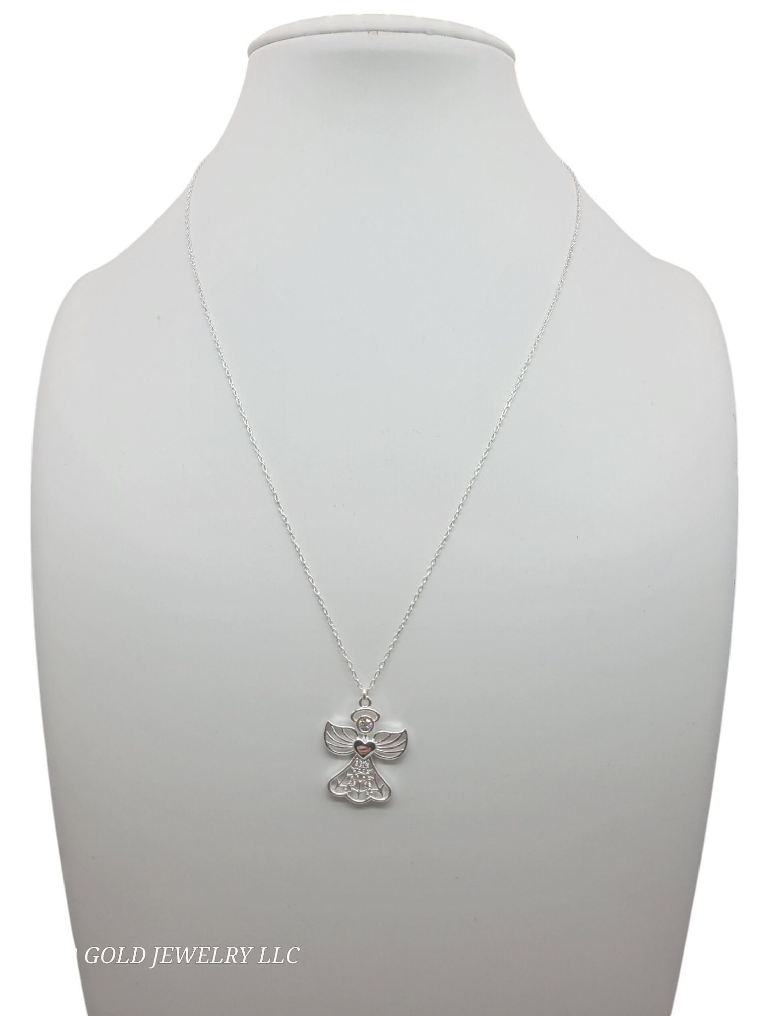 925 silver chain. Angel pendant. 18in. 1mm