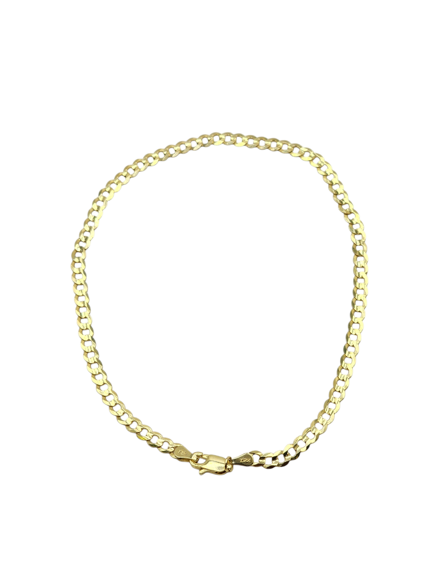 10k gold Cuban link anklet.  10in 3.7mm