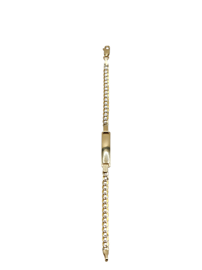 10k gold diamond cut ID bracelet. 6in 5.2mm
