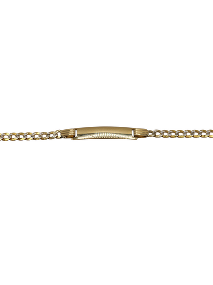 10k gold diamond cut ID bracelet. 6in 5.2mm