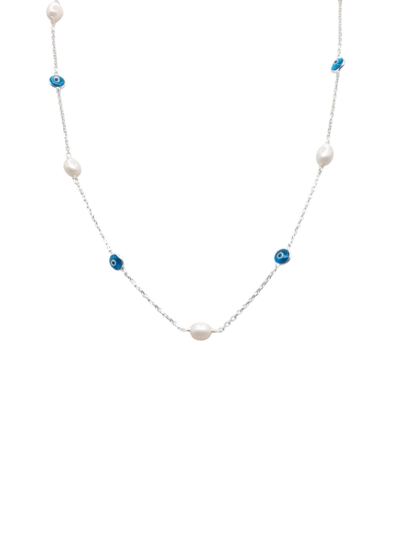 925 silver chain. Blue eyes and white stone. 20in. 1mm