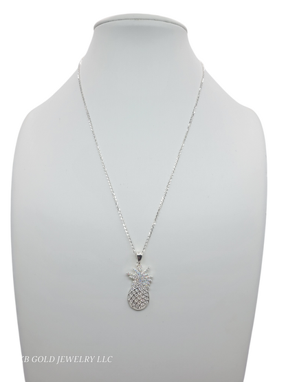 925 silver chain. Pineapple pendant. 18in. 1mm