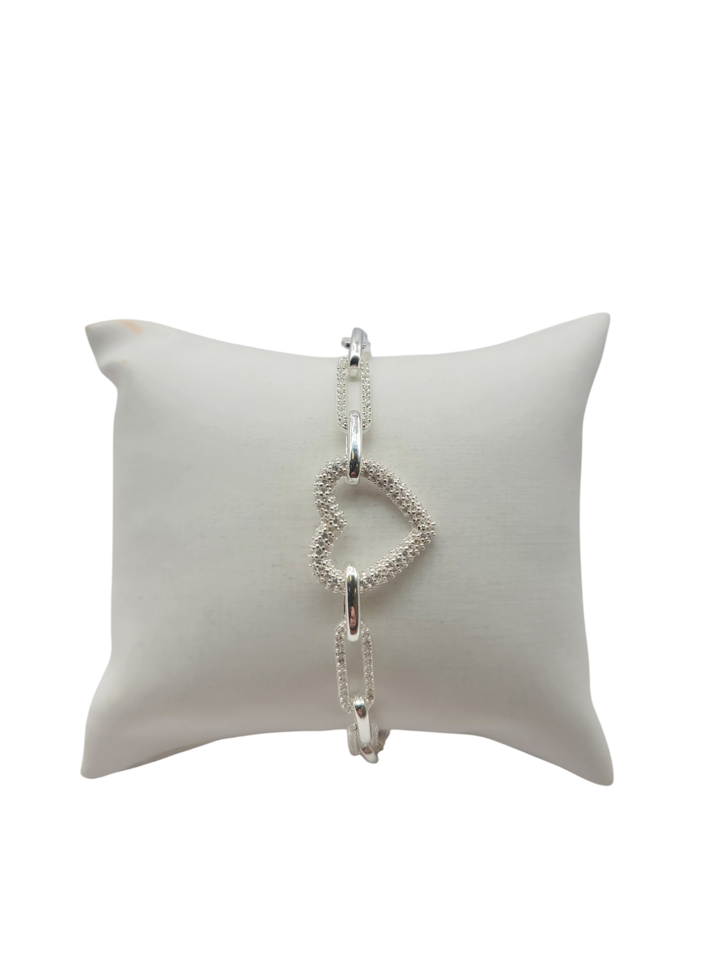 925 silver bracelet. CZ stone heart