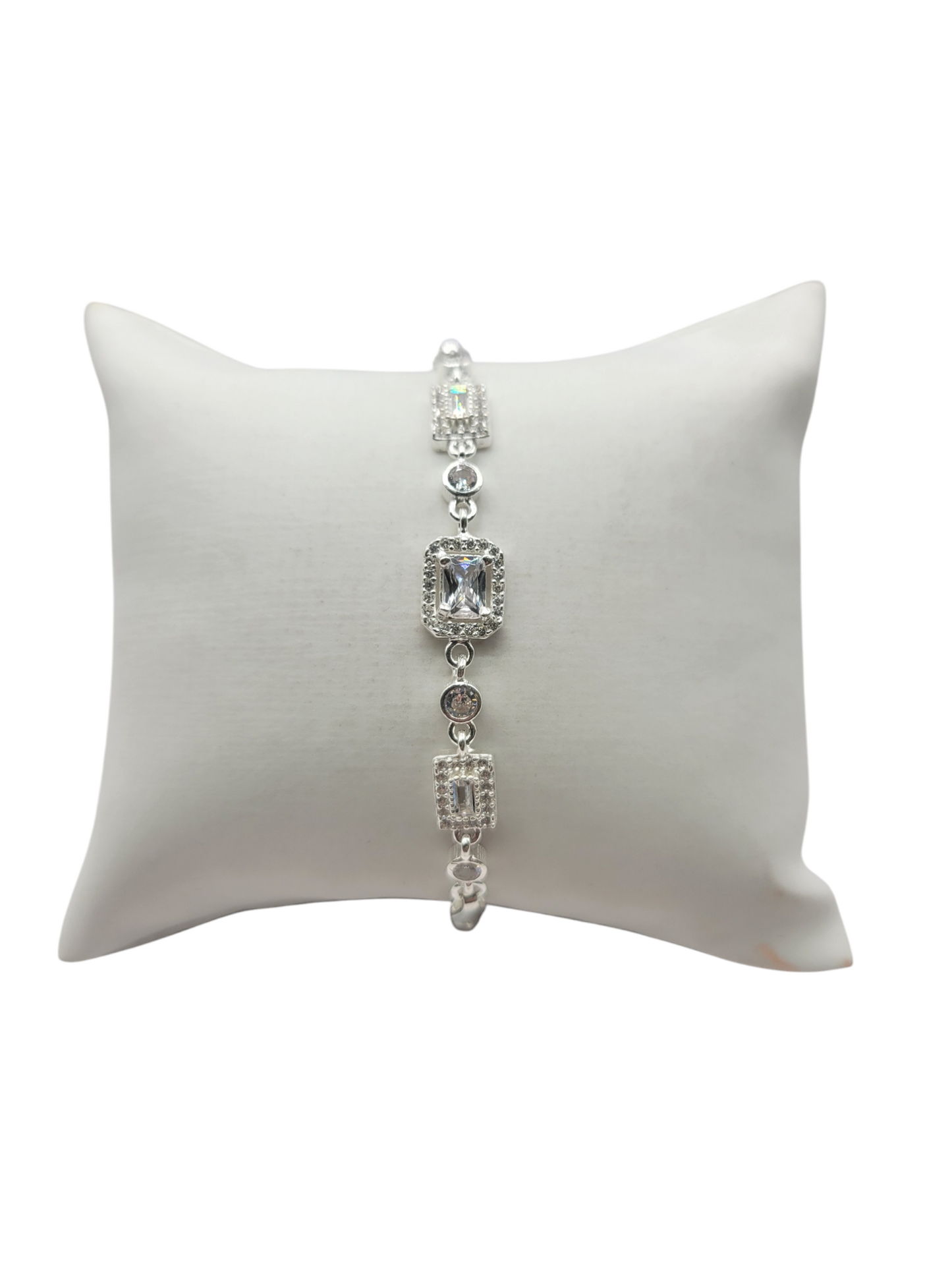 925 silver bracelet. White CZ square stone