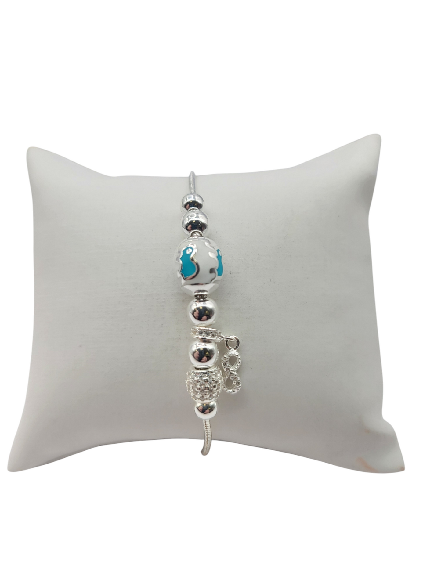 925 silver bracelet. Blue elephant.