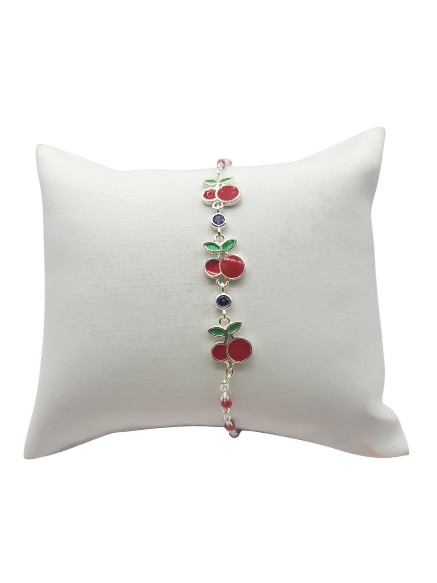 925 silver bracelet. Little red apples