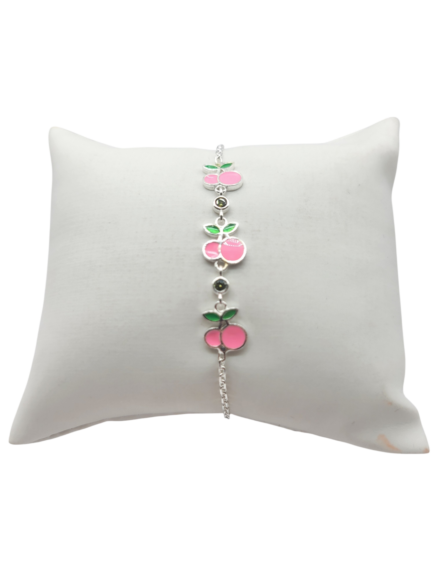 925 silver bracelet. Pink apples