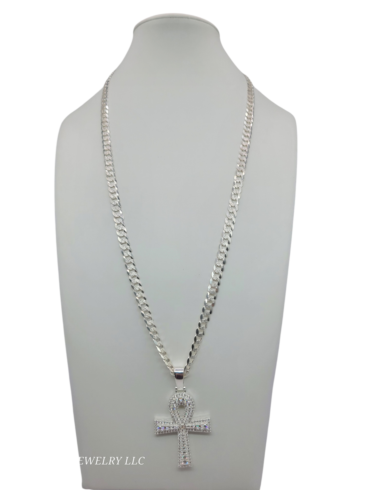 925 silver chain. Cross pendant with CZ stone
