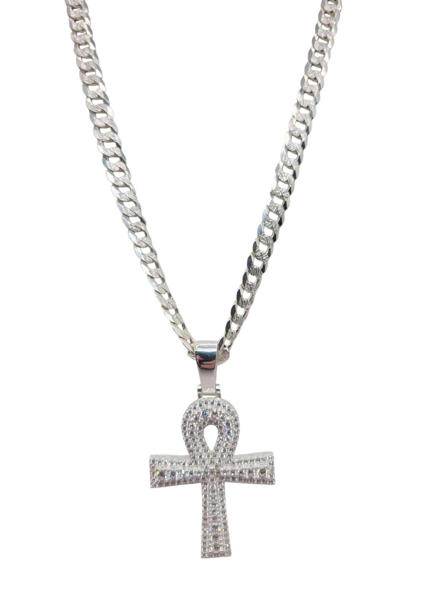 925 silver chain. Cross pendant with CZ stone